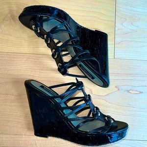 EUC WHBM Grommet Wedge Sandals -size 8